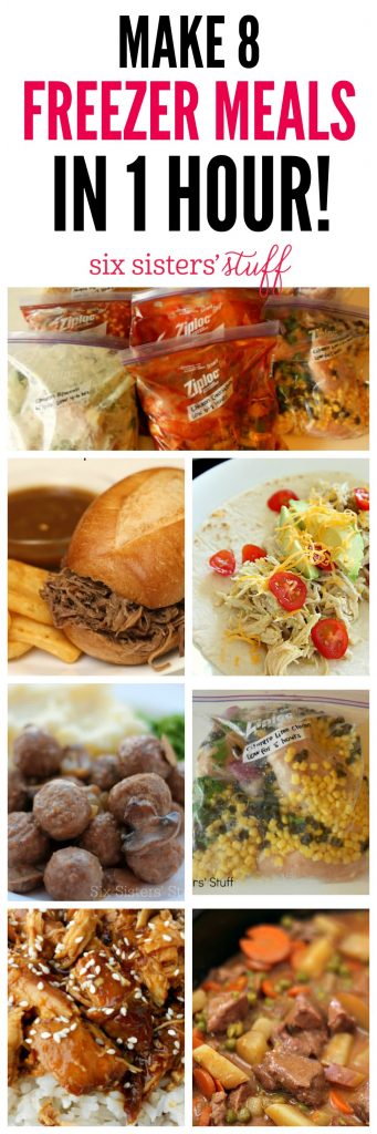 Make 8 Freezer Meals in 1 Hour on SixSistersStuff