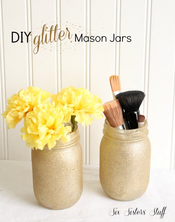 DIY Glitter Mason Jars Six Sisters' Stuff
