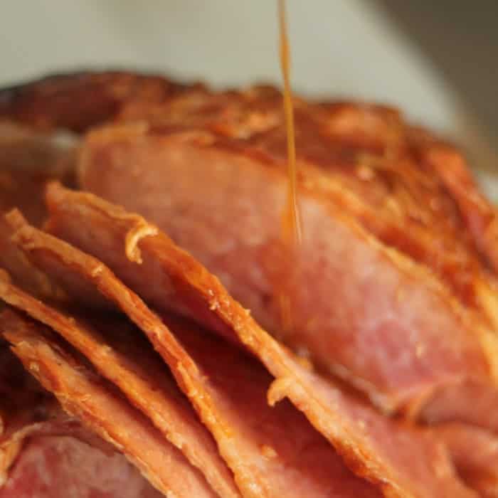 Easy and delicious Slow Cooker Maple Glazed Ham from SixSistersStuff.com