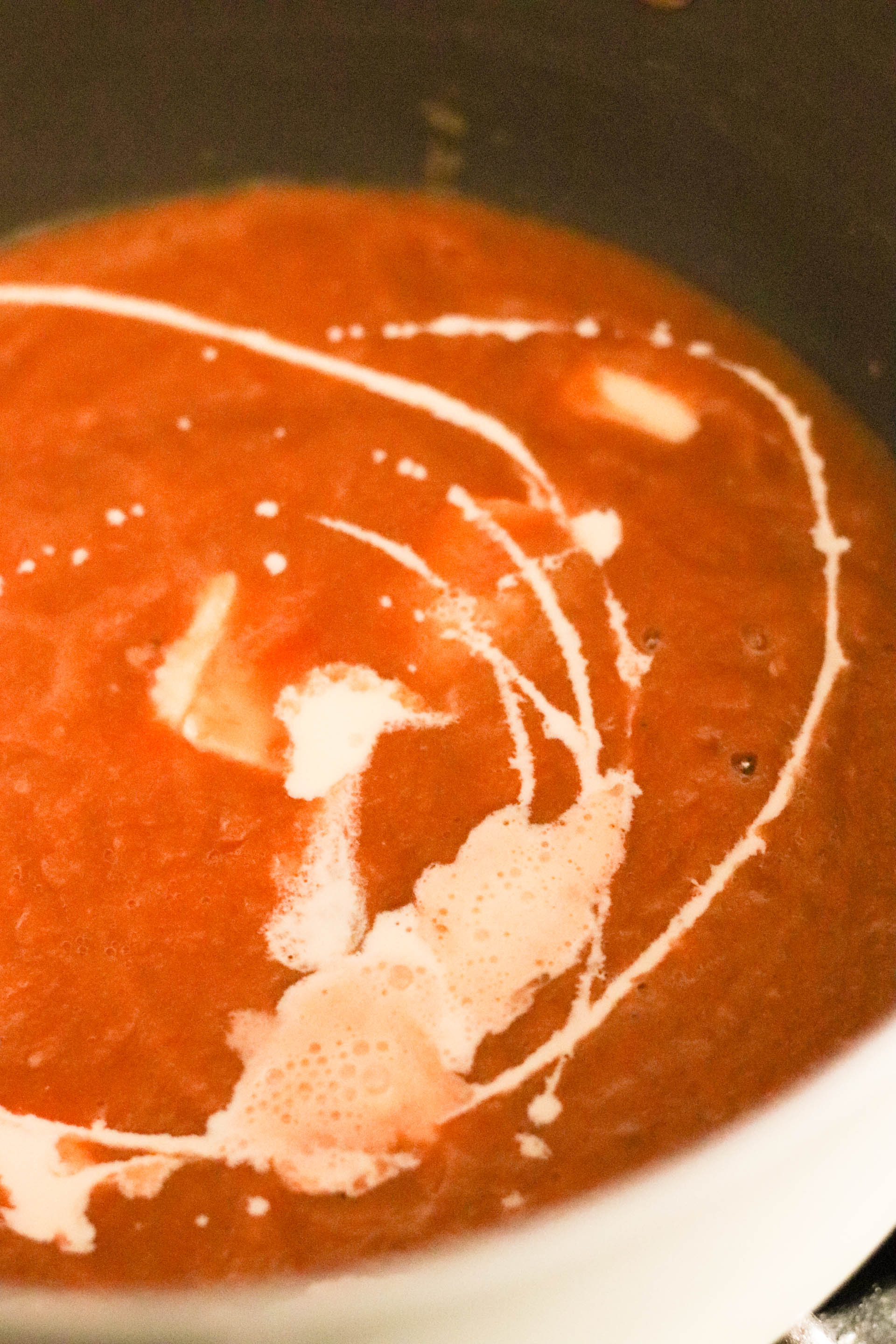 Cream and Butter added to tomato soup
