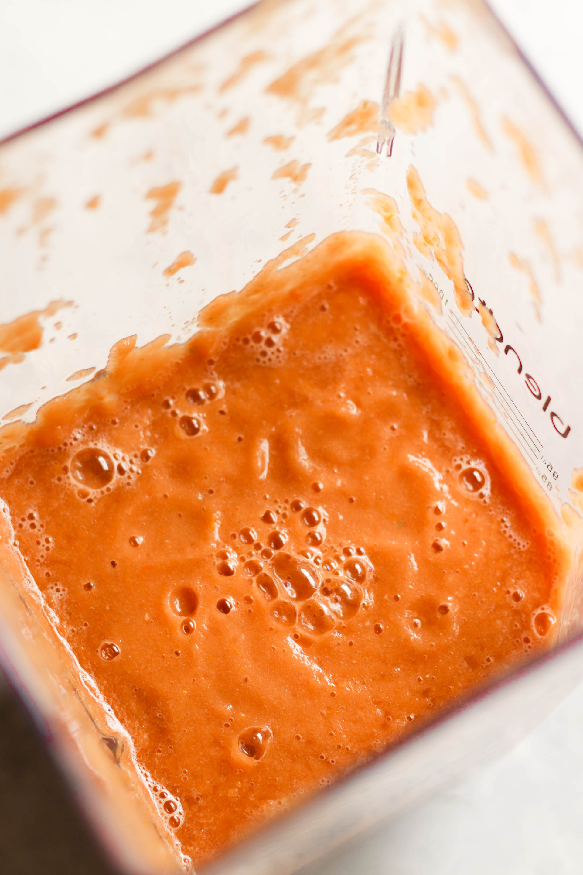 tomato soup mixture in blender