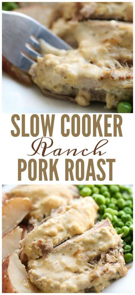 Long pinterest image of Ranch Pork Roast on six sisters