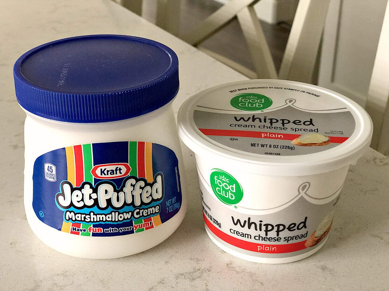 Containers for Marshmallow Creme and Whipped cream cheese
