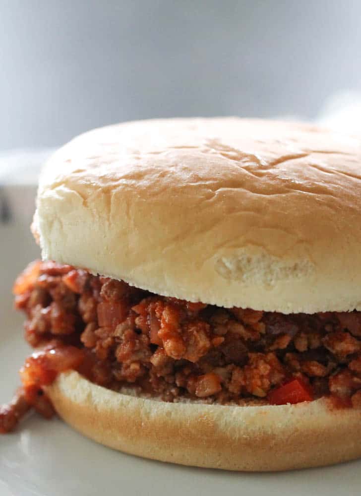 Ground Turkey Sloppy Joes on a white plate