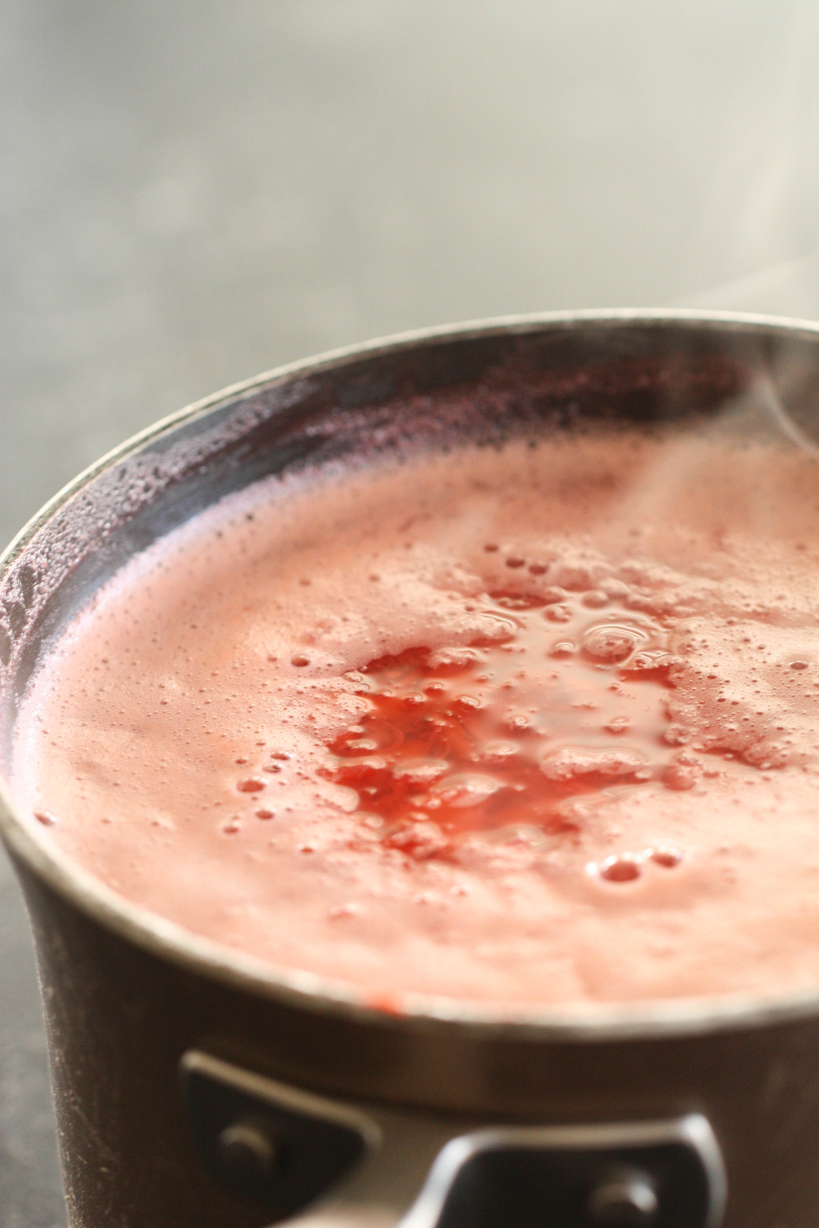 Strawberry Slush mixture in a saucepan