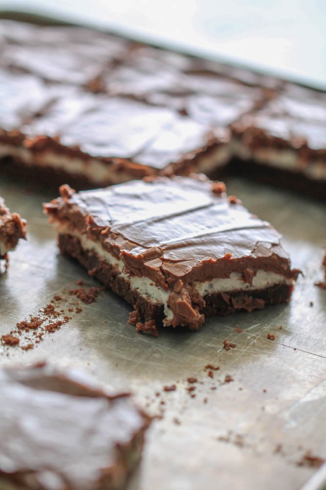 Mom's Marshmallow Brownies cut into squares