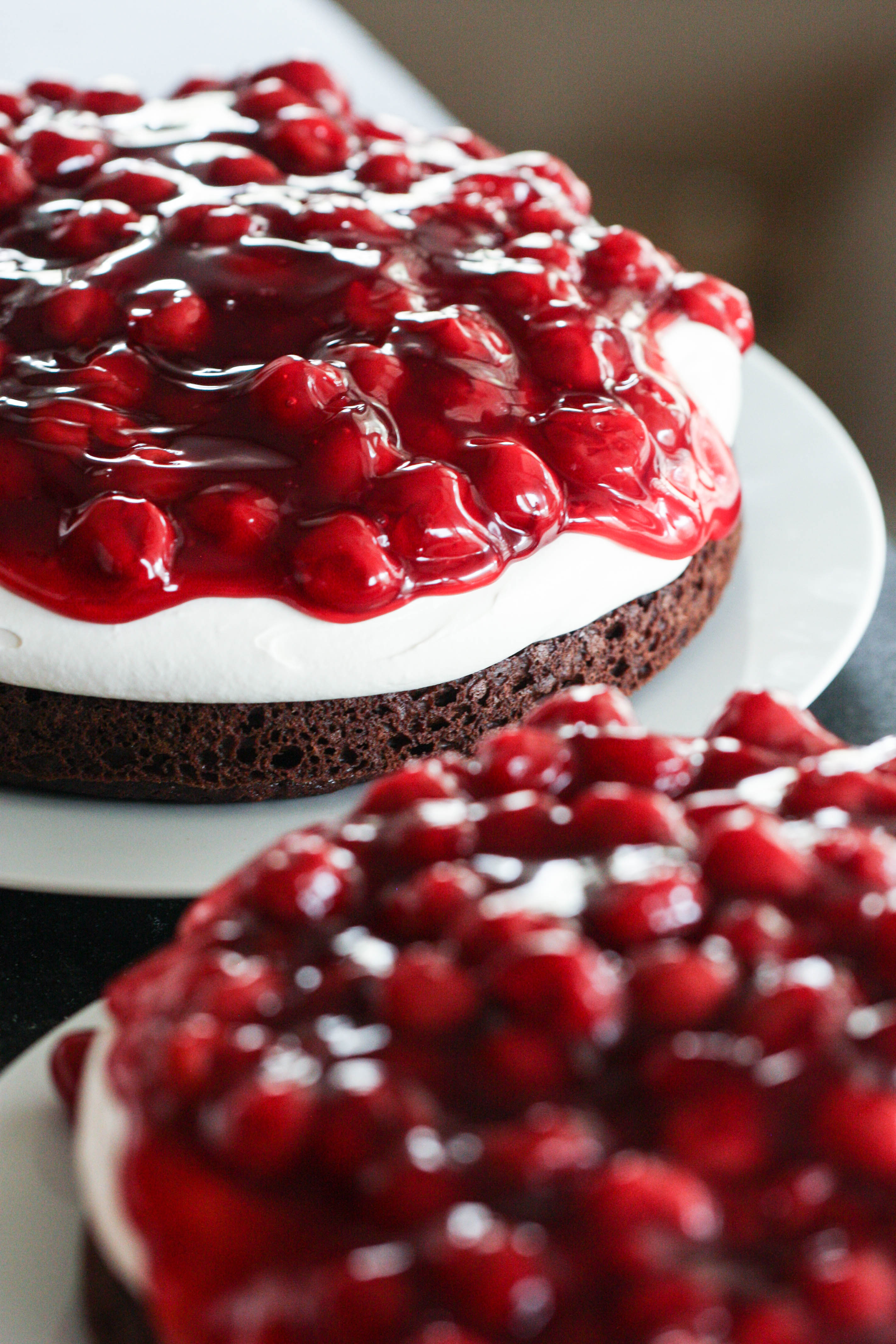 Easy Black Forest Cake on a serving plate