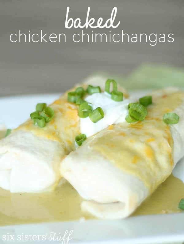 baked chicken chimichangas with green sauce