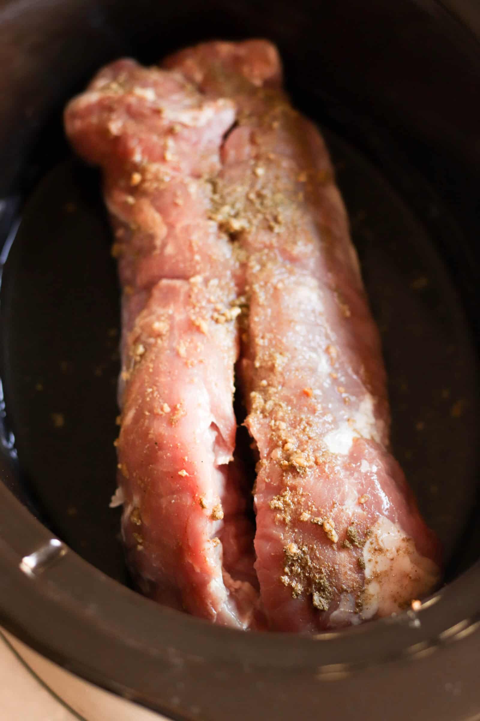 Uncooked Pork Loin in Slow Cooker