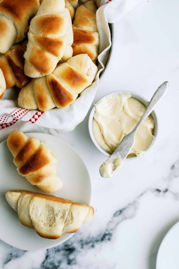Baked Homemade Lion House Rolls and Honey Butter