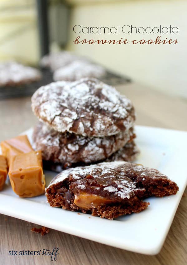 Caramel Chocolate Brownie Crinkle Cookies Recipe