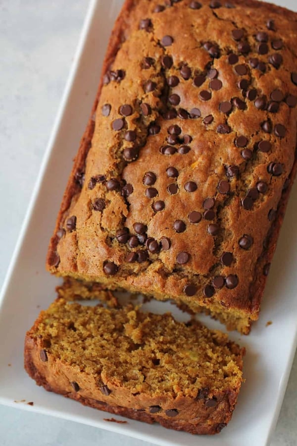 A loaf of Pumpkin Zucchini Bread