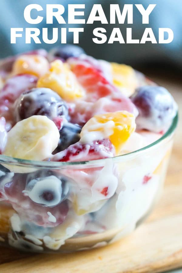 Creamy Yogurt Fresh Fruit Salad in a mixing bowl