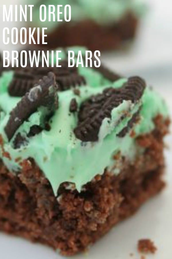 Close up of Mint Oreo Cookie Brownie Bar