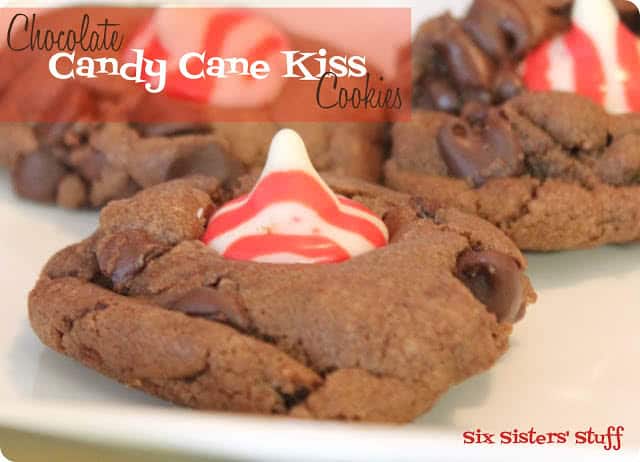 Chocolate Candy Cane Kiss Cookies