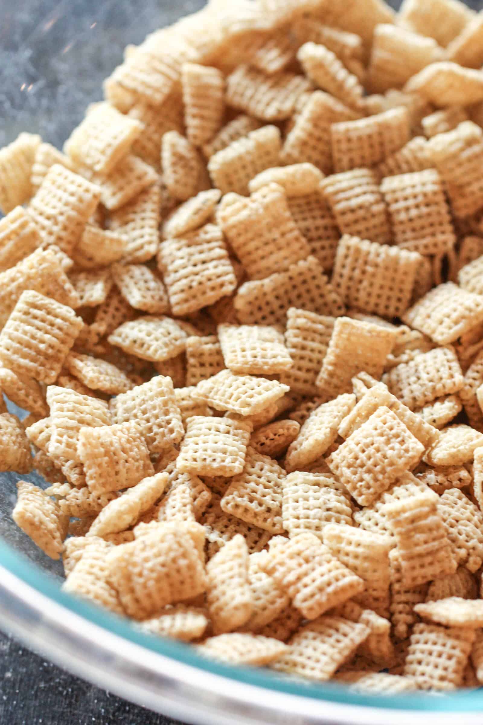 Chex Mix cereal in large bowl