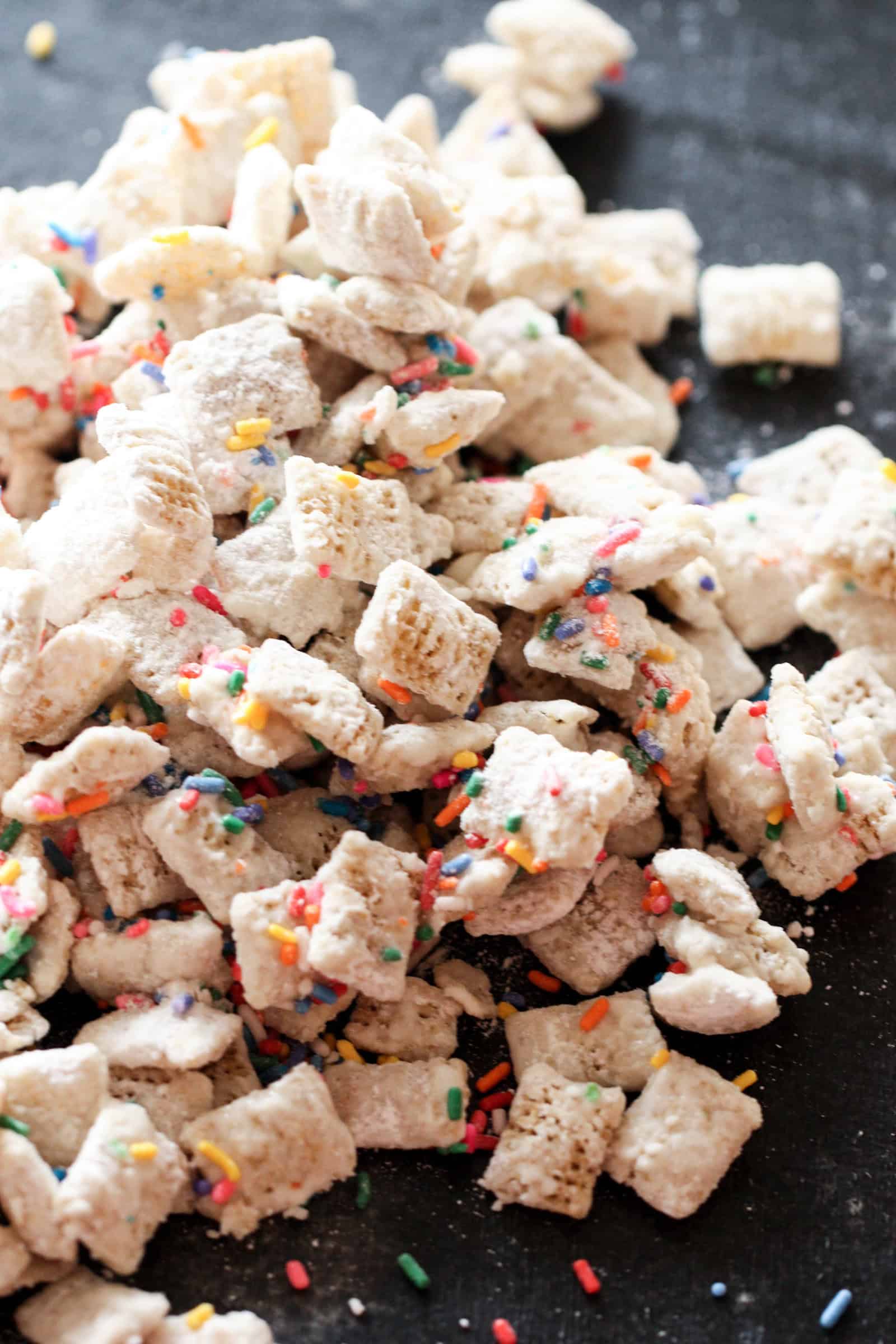 Chex Funfetti Cake Batter Buddies on  a counter