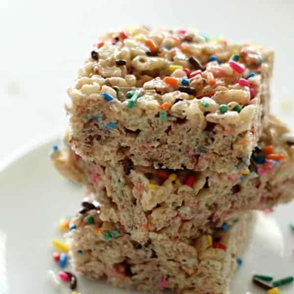 Cake Batter Rice Krispies - SixSistersStuff