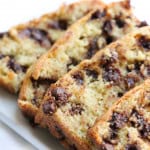 sliced freshly baked Easy Chocolate Chip Banana Bread
