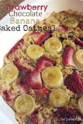 Strawberry Chocolate Banana Baked Oatmeal