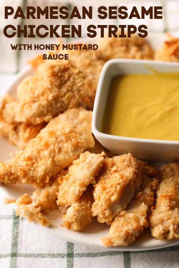 Parmesan Sesame Chicken Strips with Honey Mustard Sauce