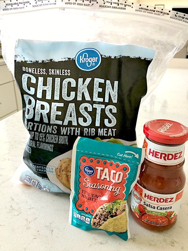 Ingredients for 3 Ingredient Slow Cooker Chicken Tacos
