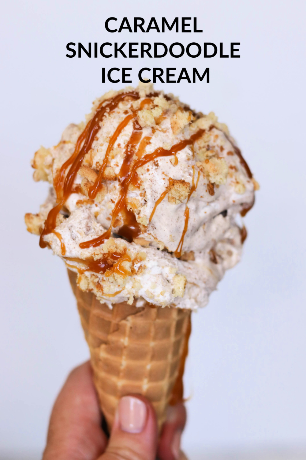 Homemade Caramel Snickerdoodle Ice Cream in an Ice Cream Cone
