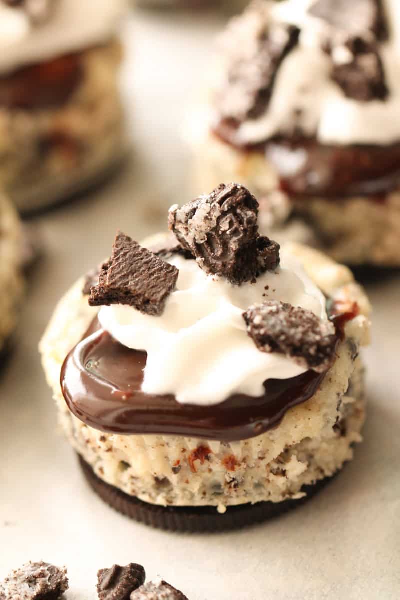 closeup of Oreo mini cheesecake