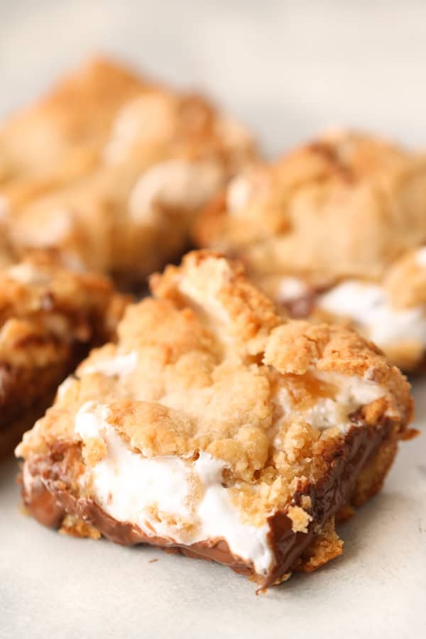 S’mores Bars on white table