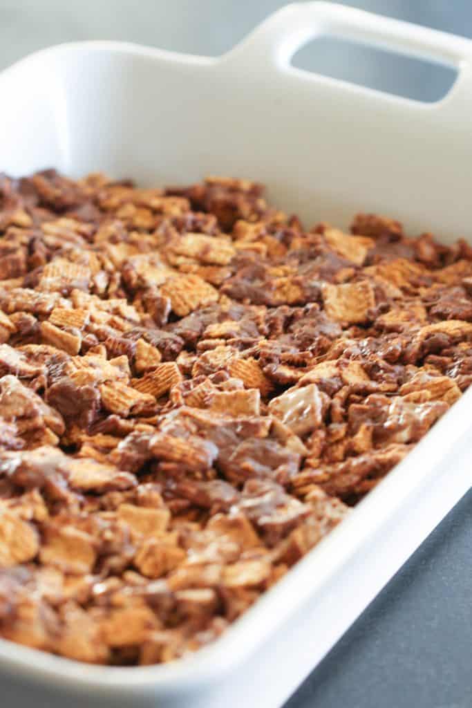Gooey Golden Grahams S'mores Treats in a baking dish.