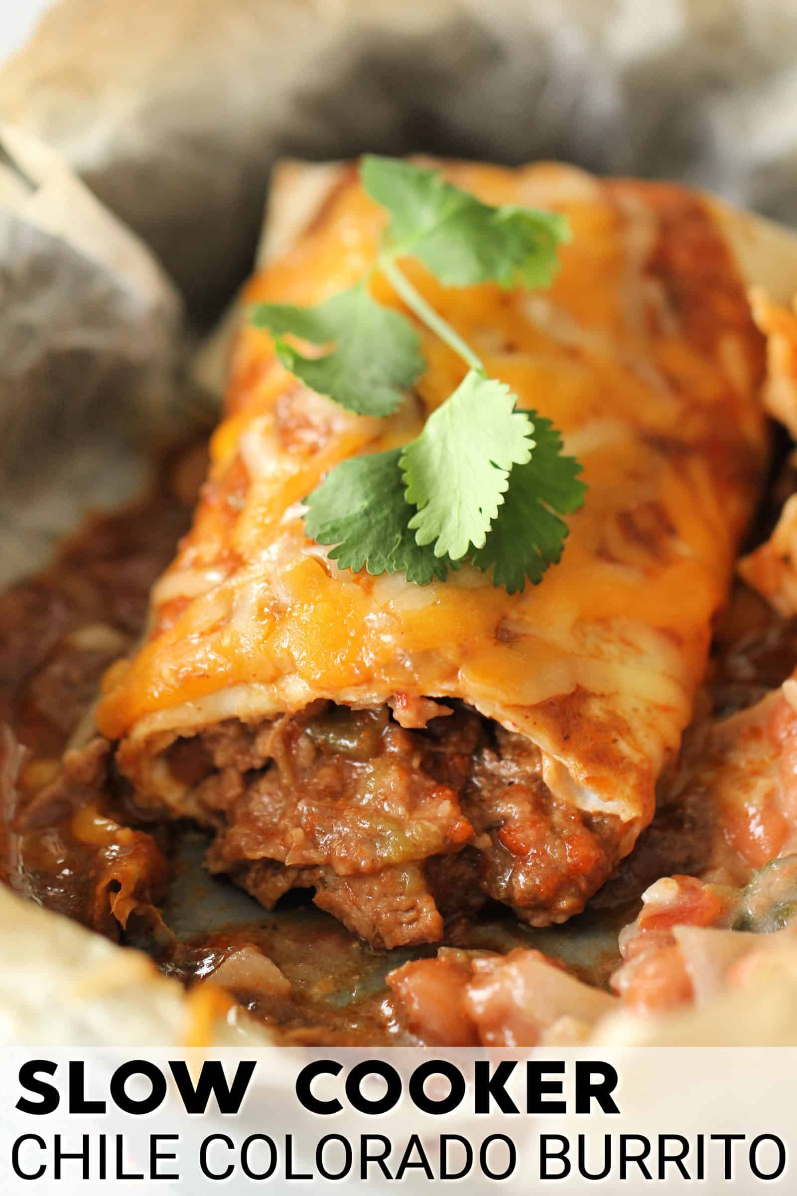 Slow Cooker Chile Colorado Beef Burritos