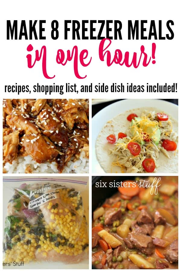 Make 8 Freezer Meals in One Hour on SixSistersStuff