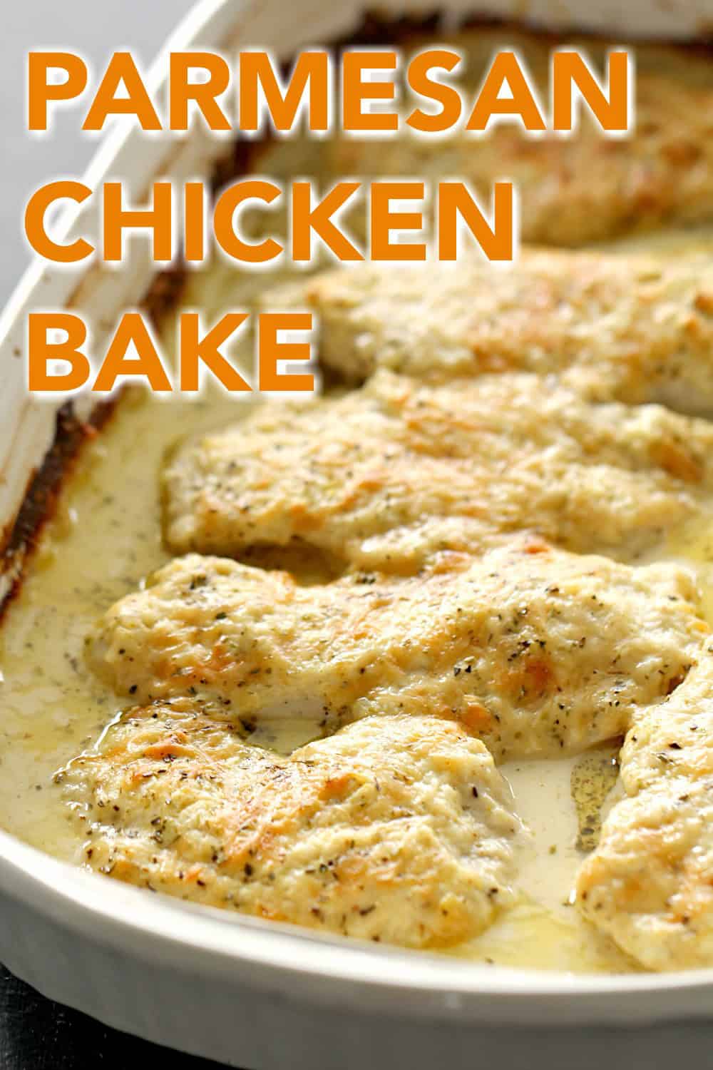 Parmesan Chicken Bake in casserole dish