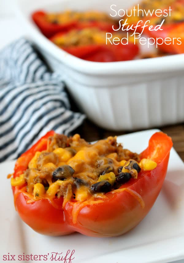 Healthy Meals Monday: Healthy Southwest Stuffed Red Peppers Recipe