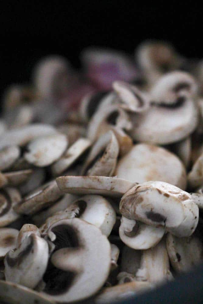 Fresh sliced mushrooms