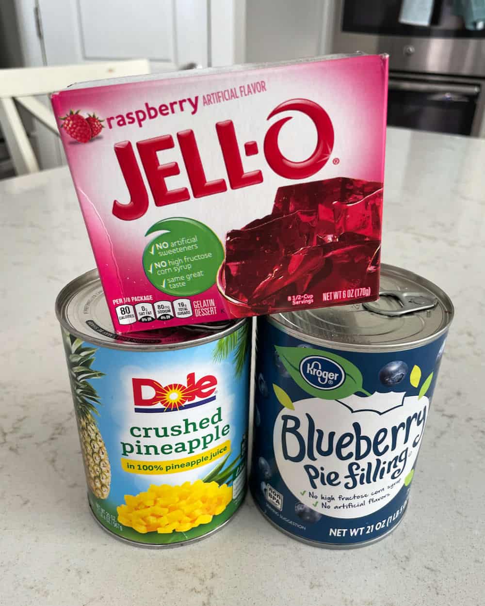 Ingredients for Berries and Cream Jello Salad