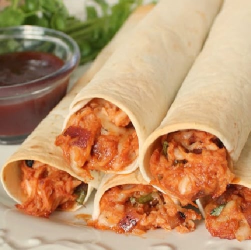 Baked BBQ chicken taquitos
