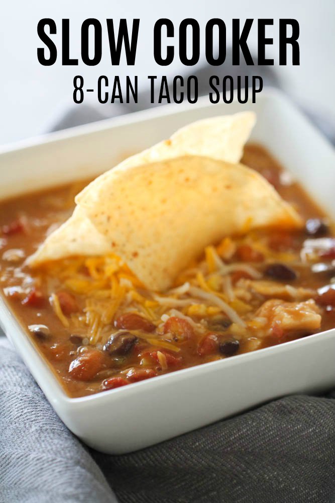 taco soup made in the slow cooker served with tortilla chips