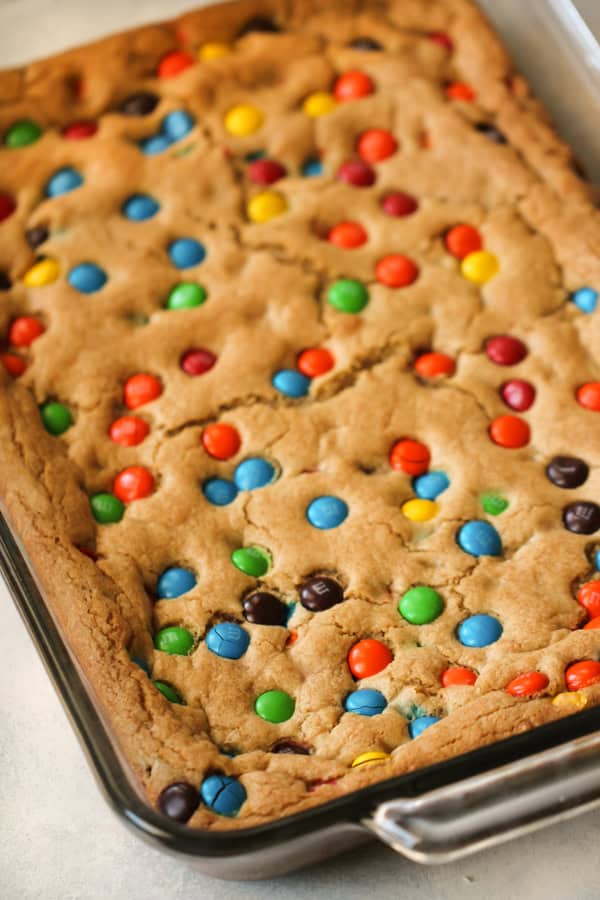 Baked Thick and Chewy M&M Blondies