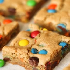 thick and chewy mm blondies