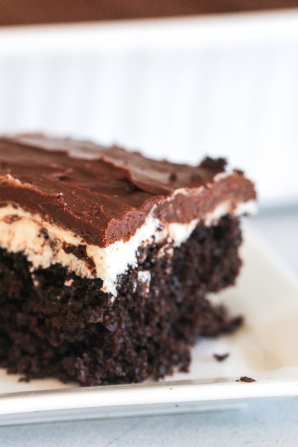 Slice of Chocolate Ho Ho Cake on a plate