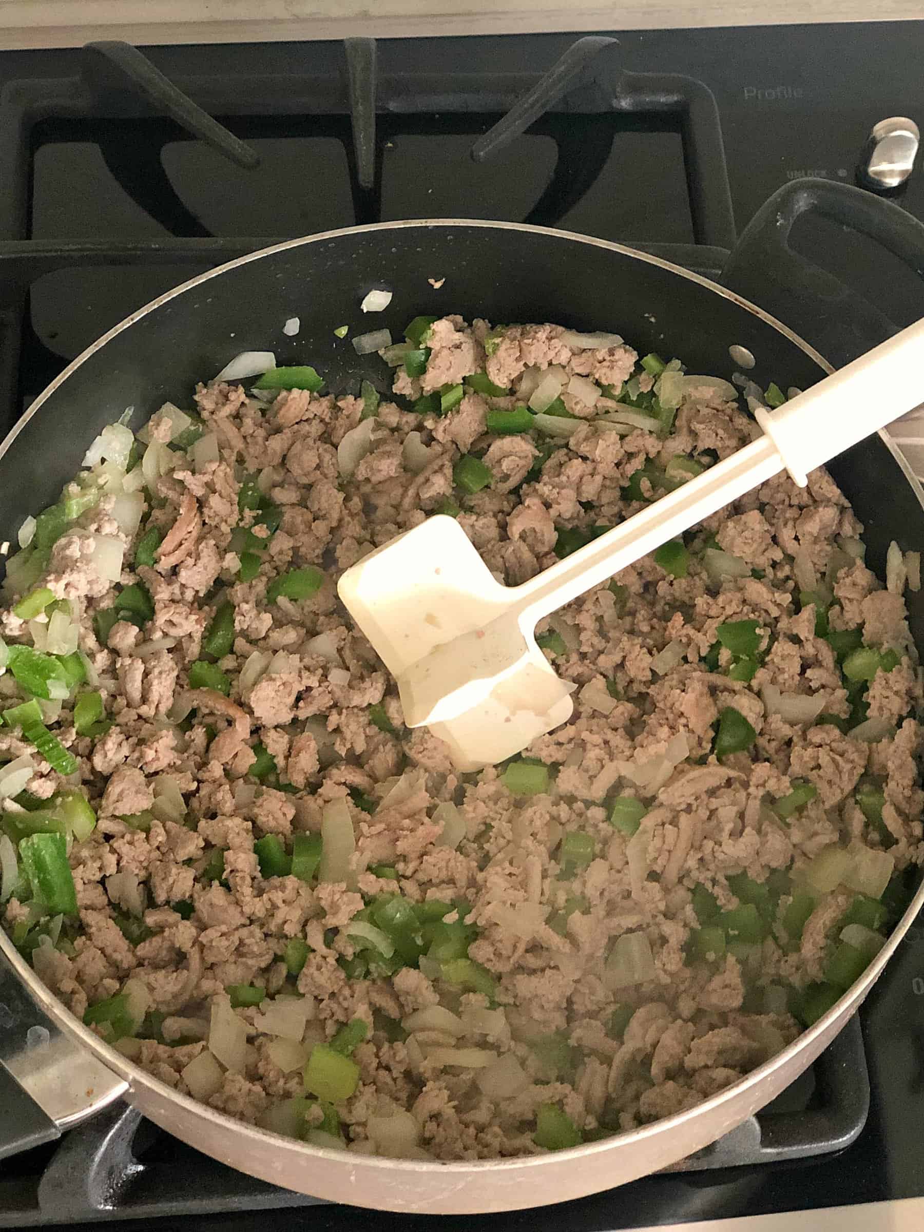 Ground turkey browned in skillet