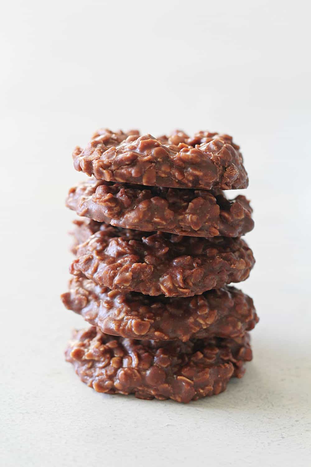 Stack of 5 No-Bake Nutella Cookies.