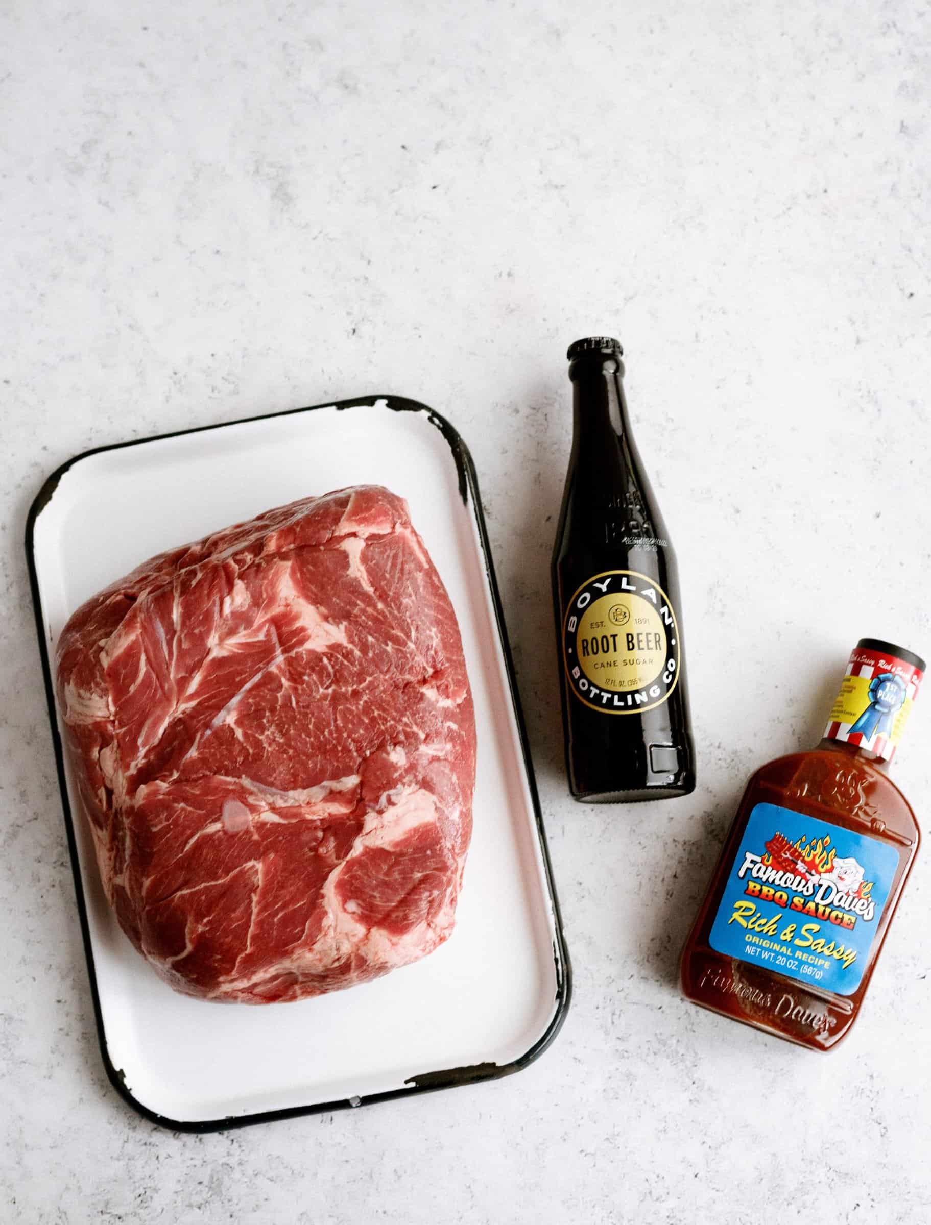 Ingredients needed to make Slow Cooker Root Beer Pulled Pork