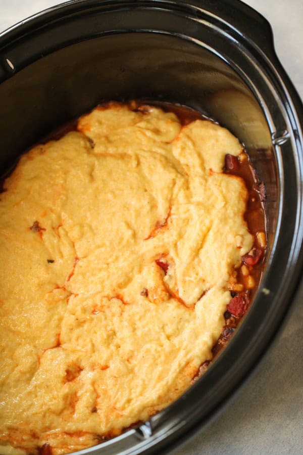 Slow Cooker Tamale Pie in the slow cooker