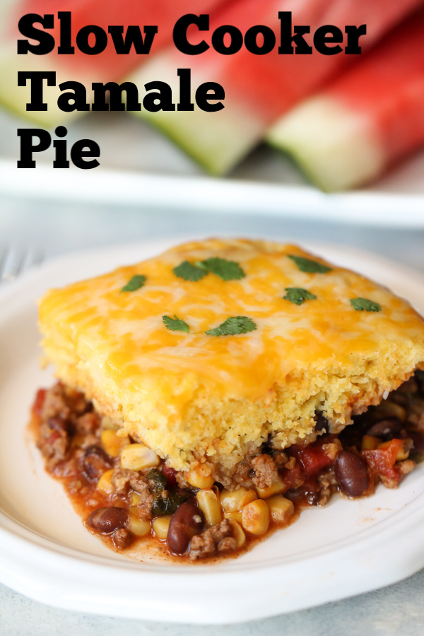Slow Cooker Tamale Pie slice on a plate