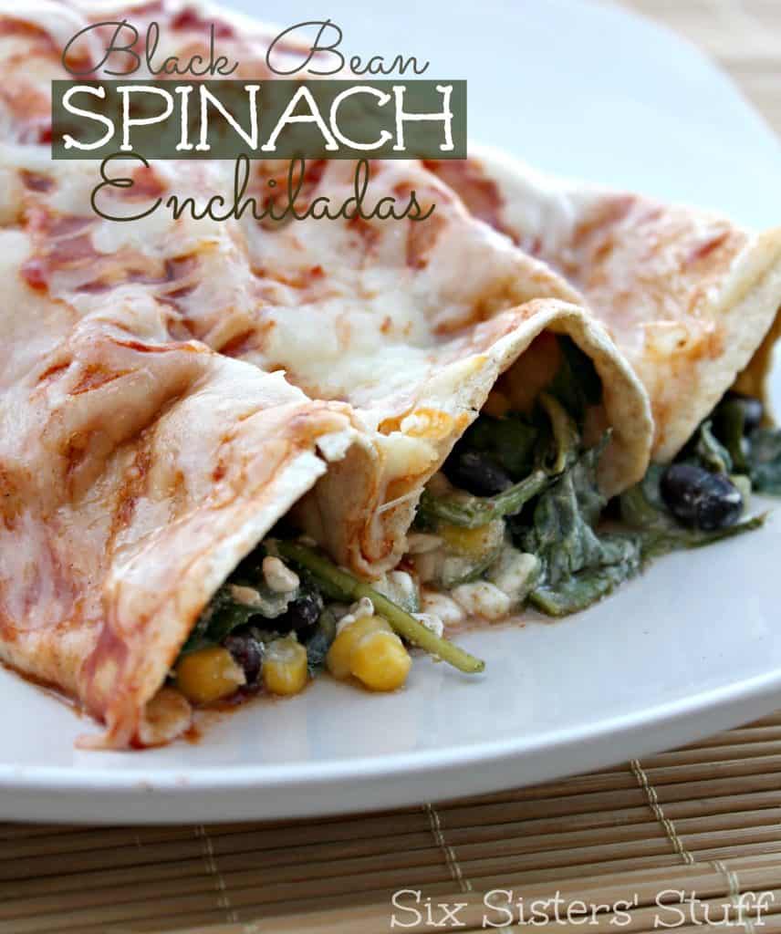 healthy black bean spinach enchiladas