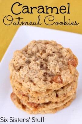 Stack of 4 Caramel Oatmeal Cookies.