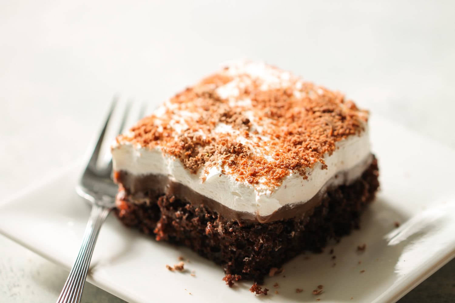 Slice of Chocolate Pudding Cake on a plate