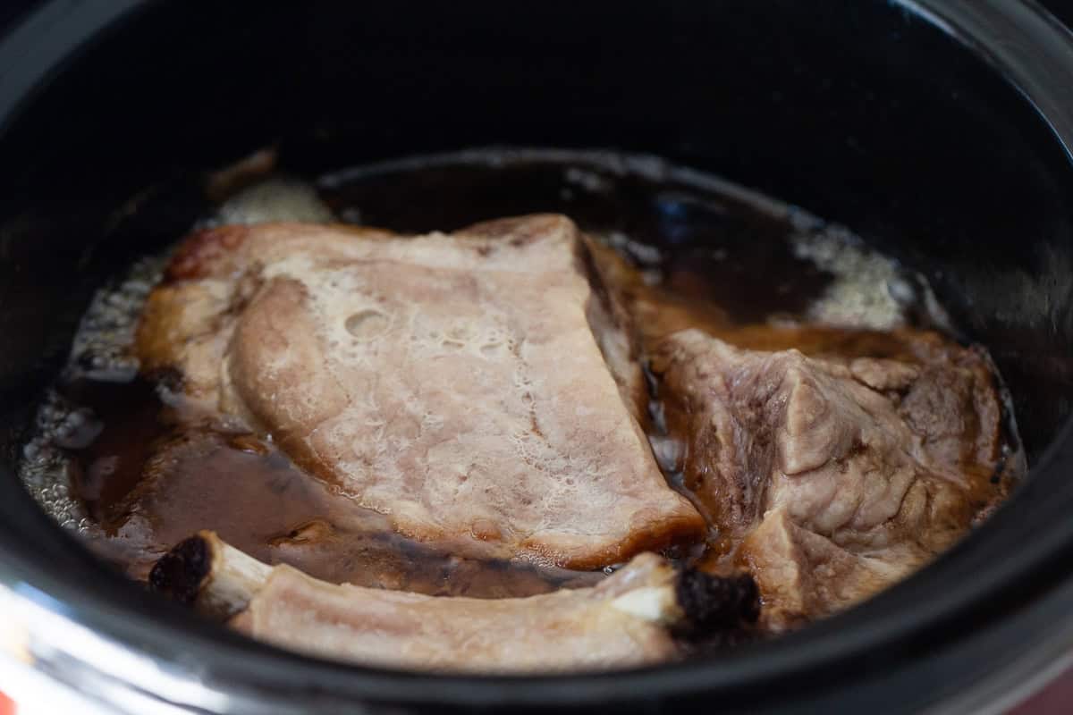 Ingredients for Fall Off The Bone BBQ Ribs in a slow cooker